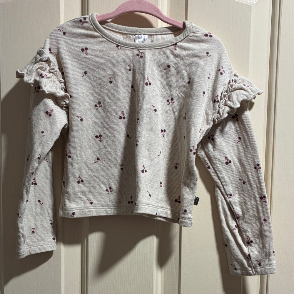 Charming Cream Long Sleeve Top with Ruffle Sleeves